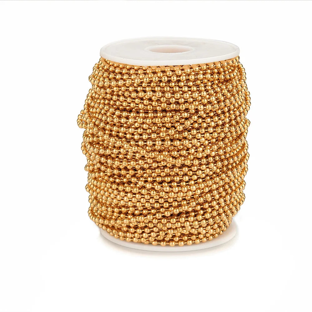D020 2.4mm 1.2mm 1.6mm Round Bead Chain Necklace Beaded Keychains Stainless Steel Chain Luxury