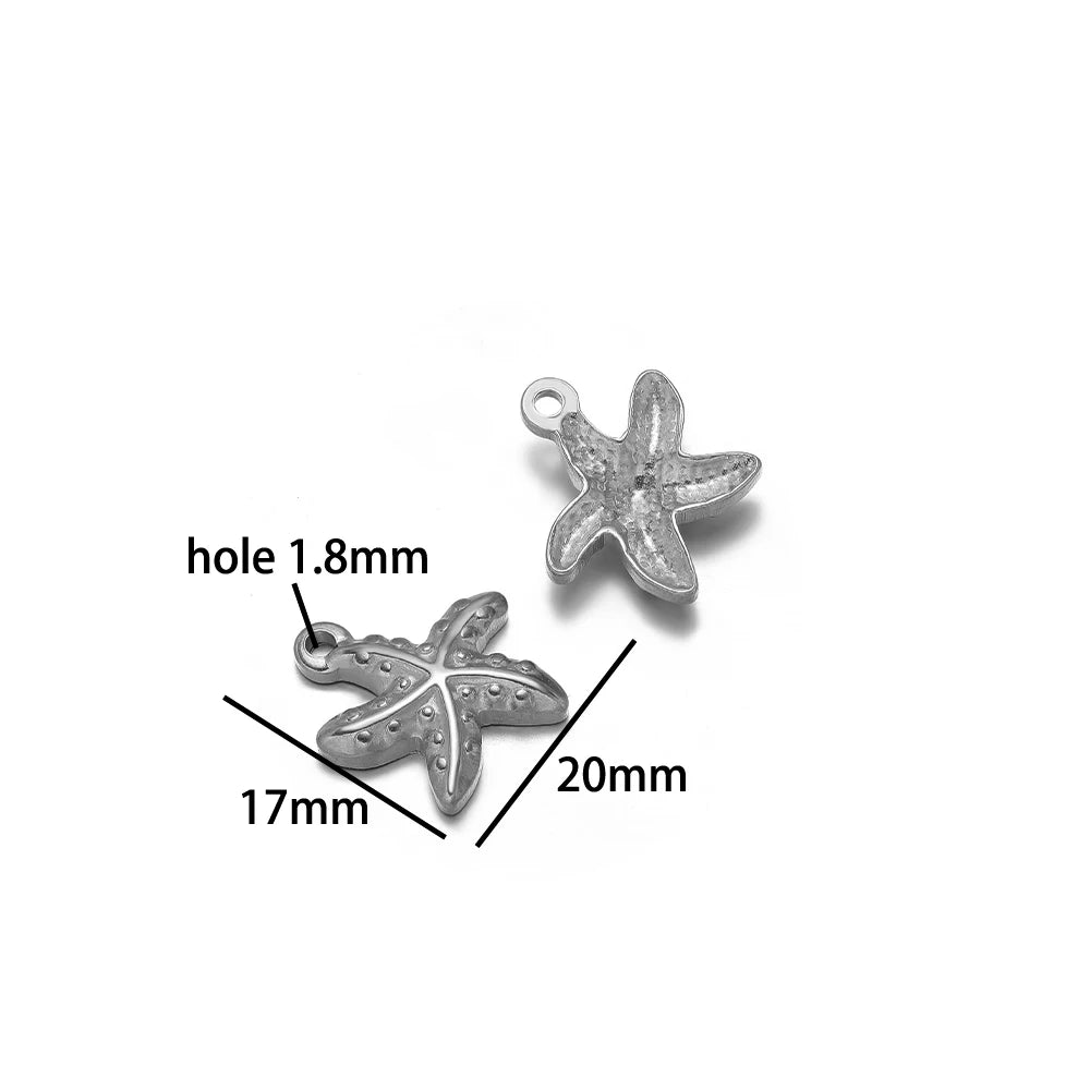 Ocean Style Sea Star Charm Stainless Steel 18K Gold Plated Starfish Charm Pendant for Jewelry Earring Necklace Making