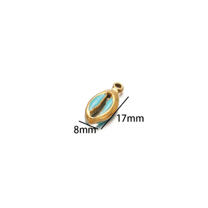 Hot Sale Retro Stainless Steel Gold Plated Colorful Drip-oil Conch Shell Starfish Charm Pendant for Jewelry Making Accessories