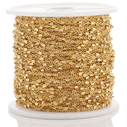 A2476 Fashion 18k Gold Stainless Steel Chain Bulk Beads Beaded Link Necklace Bracelet Jewelry Making Diy Wholesale