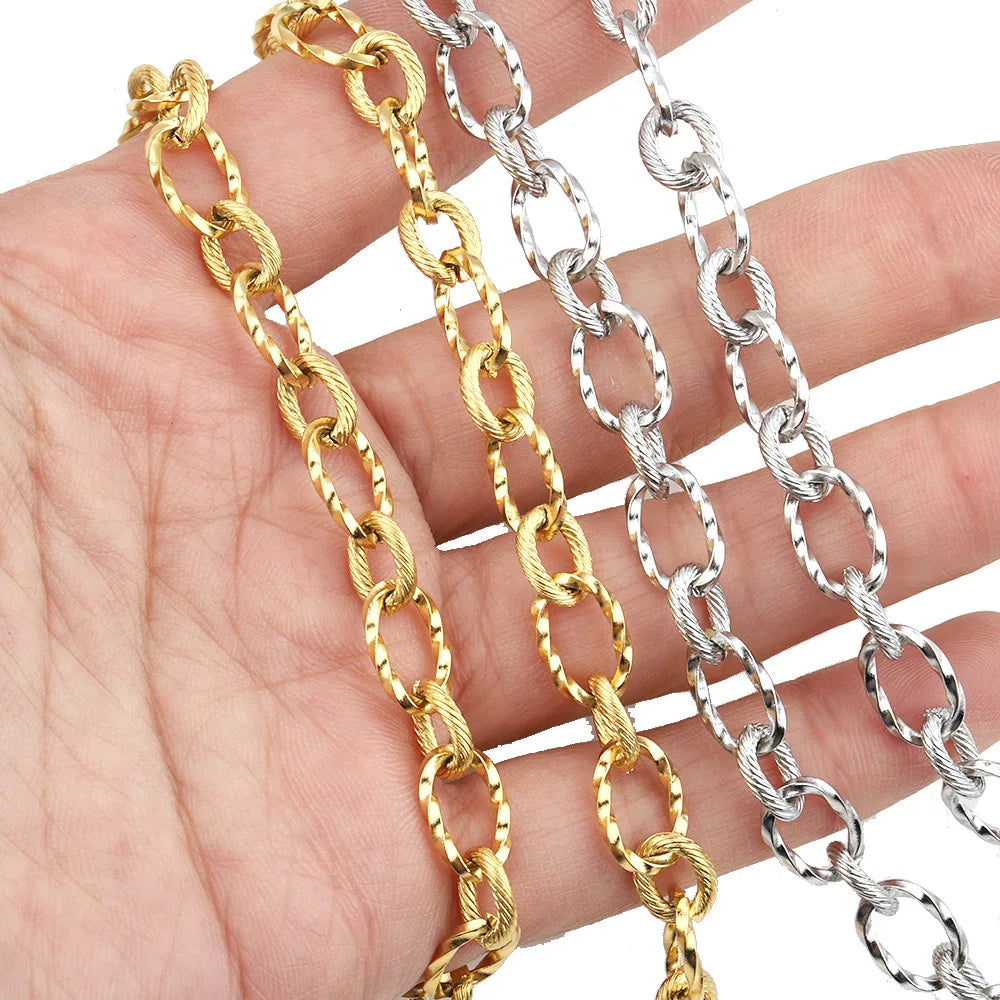 B2073 Hip Hop Twist Thunk Chain Non Tarnished Stainless Steel Chain Jewelry Chain for Necklace