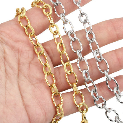 B2073 Hip Hop Twist Thunk Chain Non Tarnished Stainless Steel Chain Jewelry Chain for Necklace