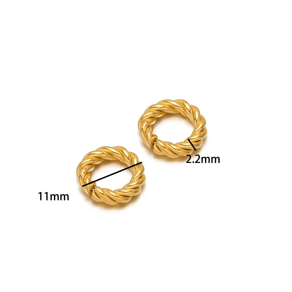 Simple 18k Gold Plated Stainless Steel  Twist Round Oval square Charm Pendant for DIY Handmade Necklace Jewelry Making