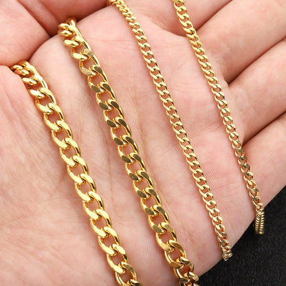 B359 18kgold Gold Grinding Chain Fashion Cuban Chain Punk Chain Luxury for Men Wearing