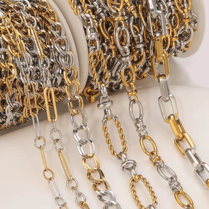 D245 High Quality Unique Two Colors Chain Silver Gold Plated Bulk Necklace Bracelet Making Link Chain Wholesale