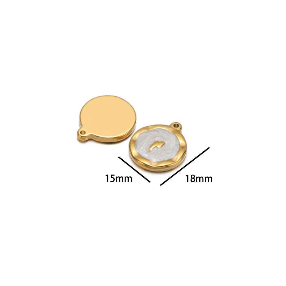 High Polish 304 Stainless Steel 18k Gold Plated Enamel Star Moon Heart Lightning Charm Pendant for Jewelry Necklace Making