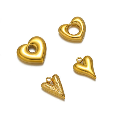 Heart Shaped Pendant Stainless Steel 18k Gold Plated Love Hollow Charms Pendant for Women Jewelry Necklace Earring Making