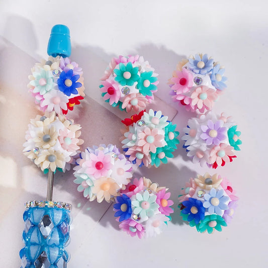 Premium 20mm 8-Petaled Flower Clay Beads Mixed Colors Loose Beads for Beadable Pen Making DIY Craft Projects
