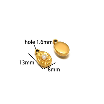 Wholesale 18k Gold Plated Stainless Steel Drip-oil Heart Coconut Tree Square Conch Charm Pendant for Women Jewelry Making