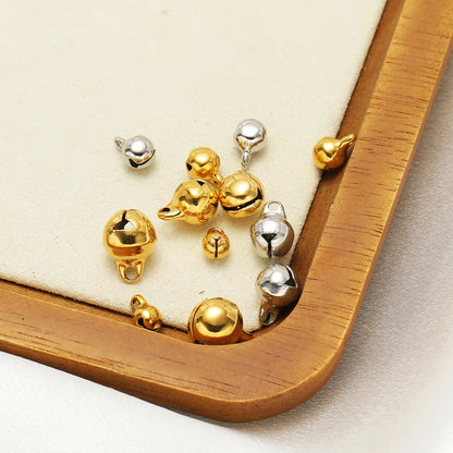 20pcs/bag Stainless Steel 18k Gold Plated 5mm 6mm 8mm 10mm Small Bell Charm Pendant for Diy Jewelry Necklace Earring Making Bulk