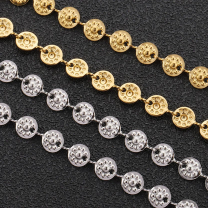 A2802 Hot Stainless Steel Chain Gold Silver Plated Flat Round Bead Chain for Necklace Bracelet Bulk Jewelry Making