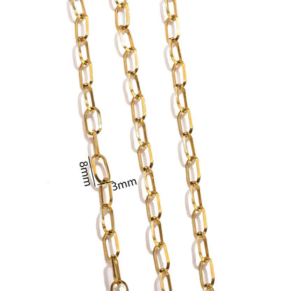 D390 Ins Permanent Jewelry Chain Paper Clip Bulk Stainless Steel Chains Cross PVD Gold Silver Chains for Luxury Making