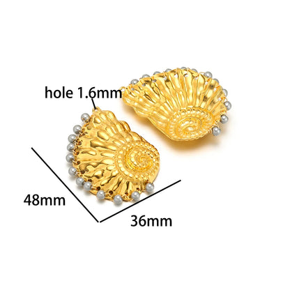 New Arrival 18k Gold Plated Stainless Steel Pearl Conch Seashell Charm Pendant for Diy Necklace Jewelry Making Accessories
