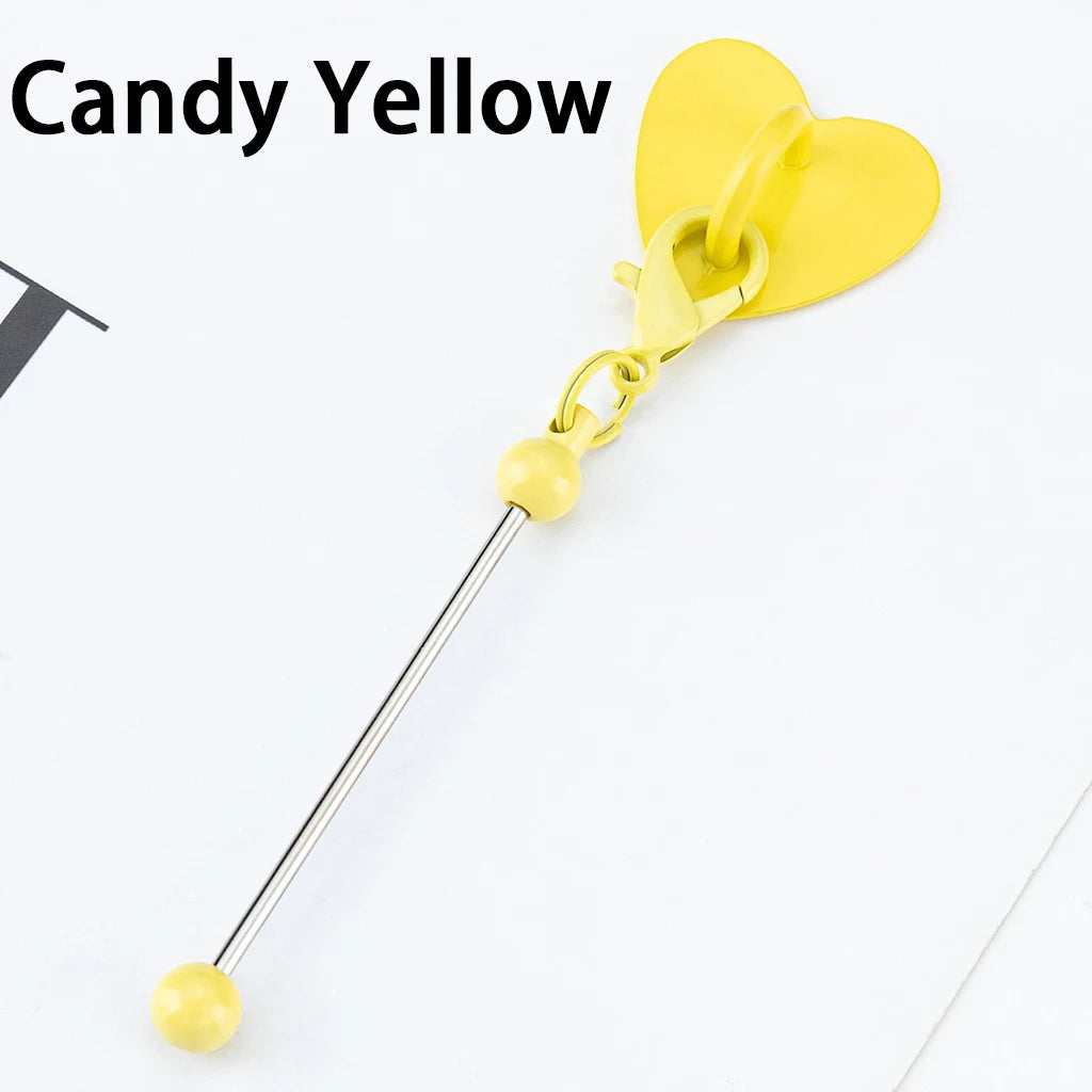 DIY Beadable Keychain Bar with Heart Sticker Adhesive Cup Pendant Mini Lobster Clasp