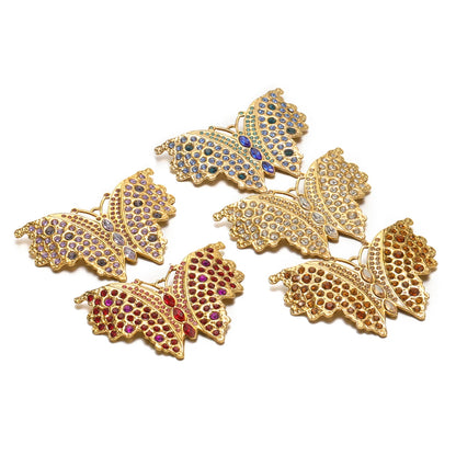 Stainless Steel 18k Gold Plated Butterfly Zircon Charms Pendant for Handmade Jewelry Necklace Making Accessories