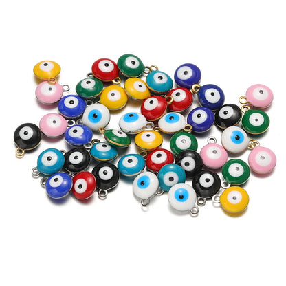 20pcs/bag Hot Sale Stainless Steel 18K Gold Plated Enamel Round Eyes Charm Pendant for DIY Jewelry Necklace Making