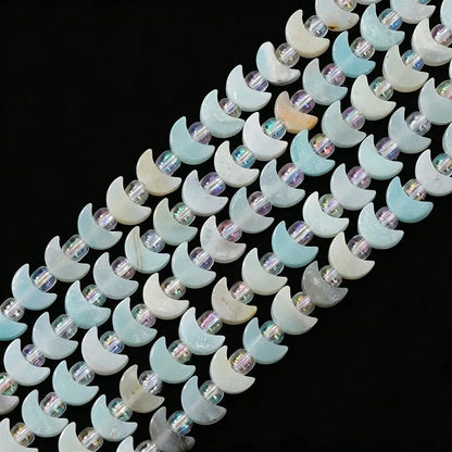 Wholesale Flat Moon Shaped Quartz Gemstone Beads, Amethyst Lapis Lauzli 4x6mm 5x8mm Stone Beads for DIY Jewelry Making, 38CM