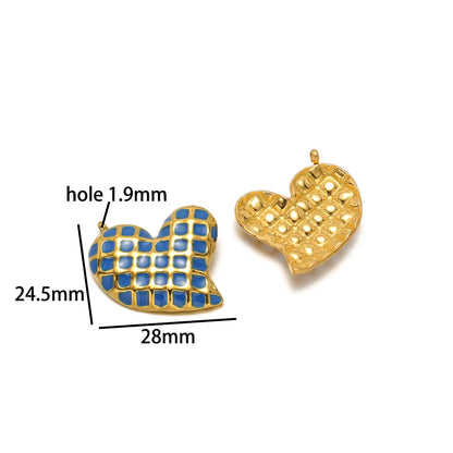 Bohemian Style 18k Gold Plated Stainless Steel Colorful Enamel Heart Charm Pendant for DIY Necklace Jewelry Making