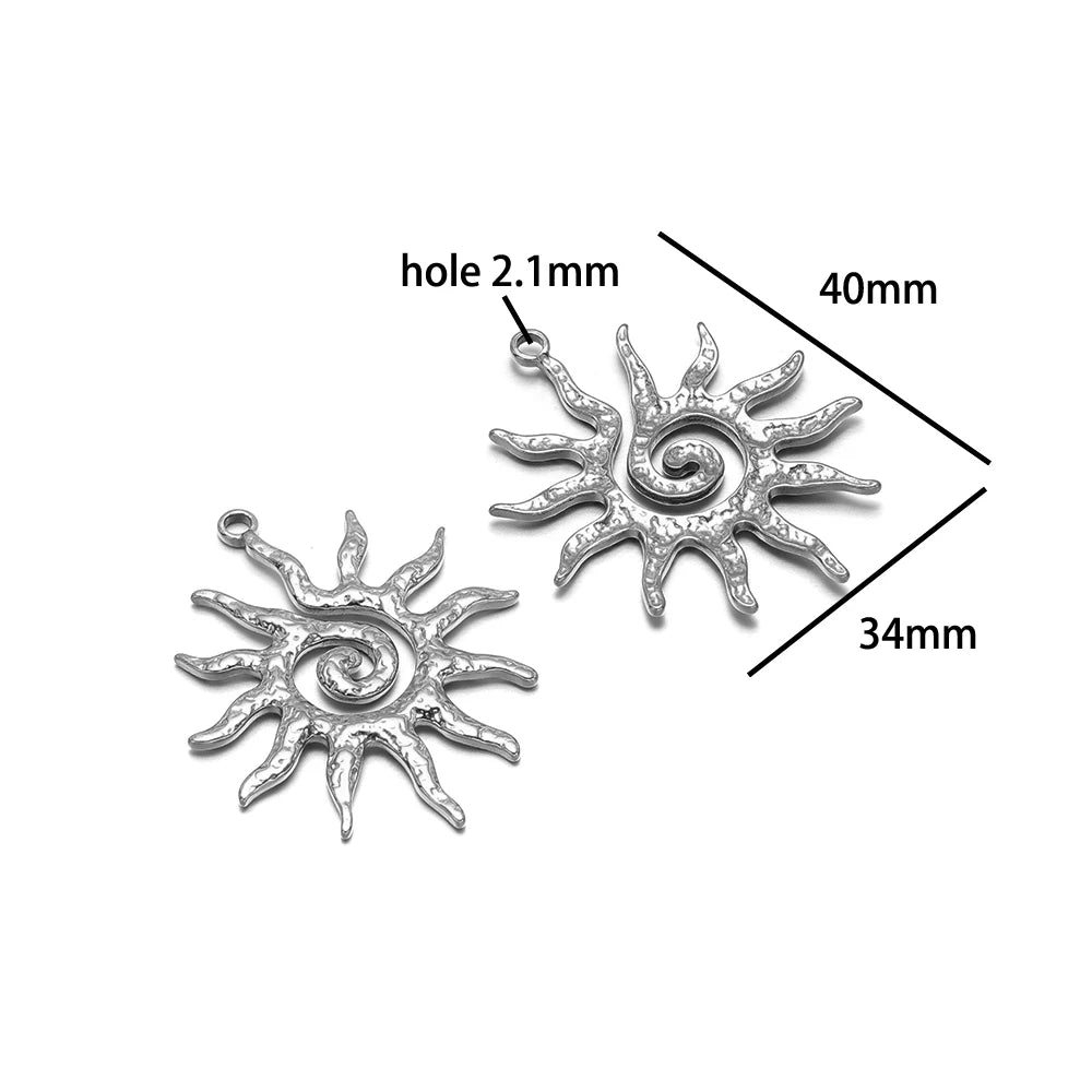 Vintage  DIY Charm 18k Gold Plated Stainless Steel Sun Starfish Flower Charm Pendant for Handmade Necklace Jewelry Making