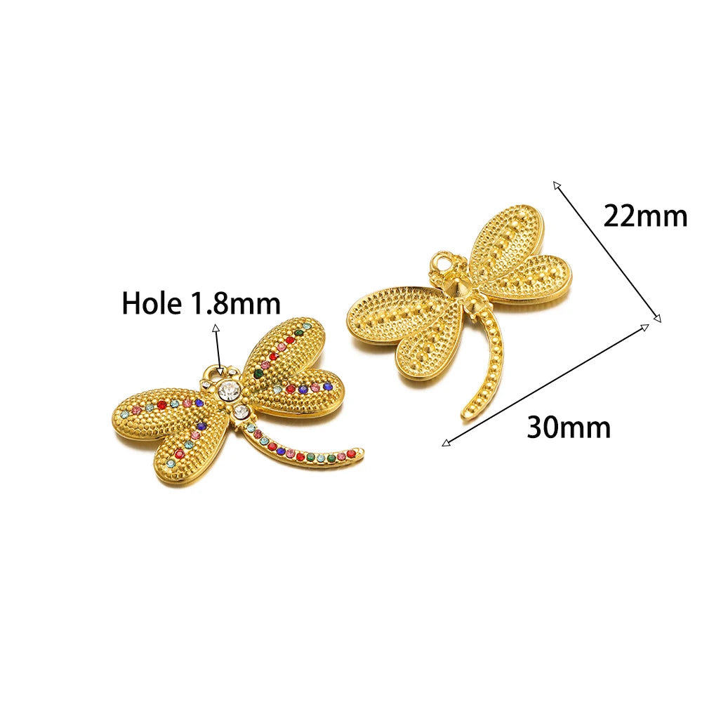 High Quality Stainless Steel Gold Plated Enamel Turtle Conch Starfish Dragonfly Heart Charms Pendant for Jewelry Necklace Making