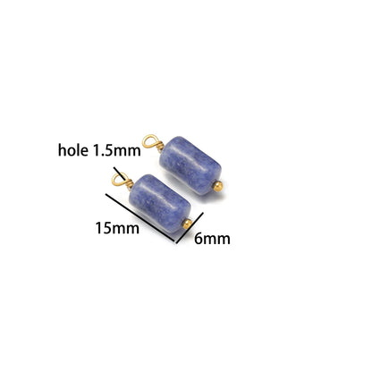 Fashion Jewelry Stainless Steel 18K Gold Plated Cylinder Color Natural Stone Charm Pendant for Jewelry Necklace Making Wholesale