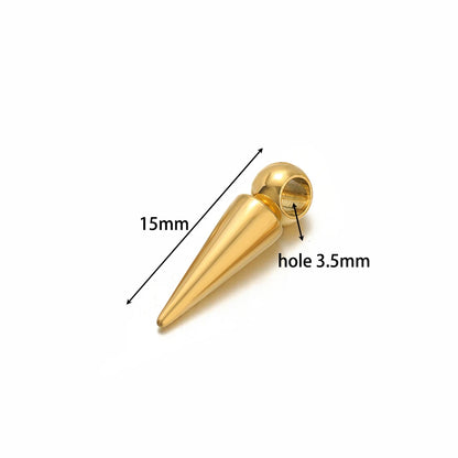Gold Plated Stainless Steel Small Pointed Cone Weld 3.5mm Hole Charm for  Jewelry Necklace Making