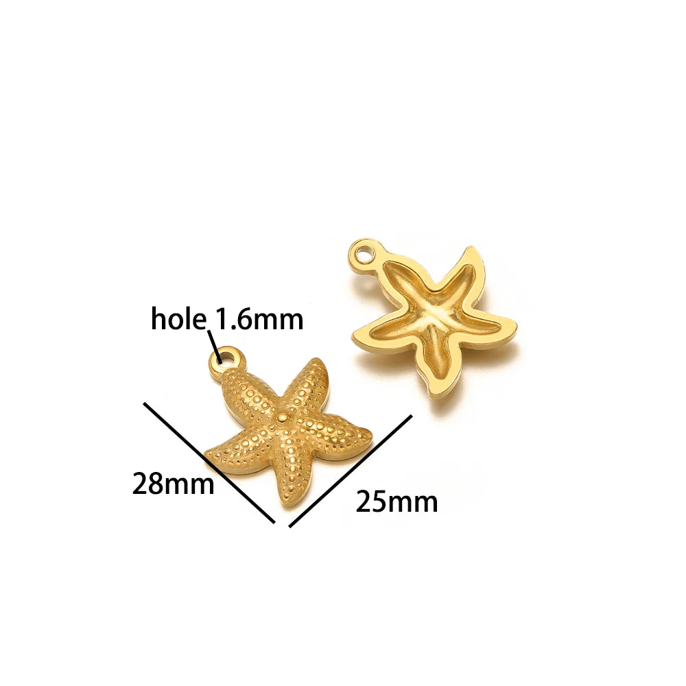 Ocean Style Sea Star Charm Stainless Steel 18K Gold Plated Starfish Charm Pendant for Jewelry Earring Necklace Making