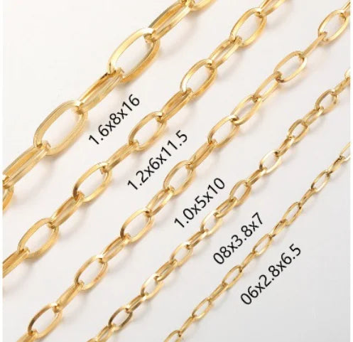 A1904 Hot Selling Paper Clip Chain Bulk Stainless Steel Necklace Bracelet Jewelry Making Chain for Diy Making