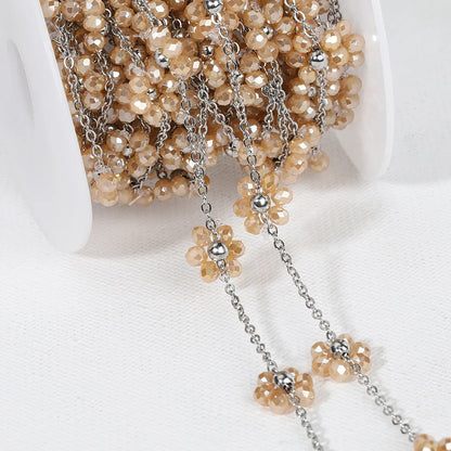 A1851 Hot Selling Stainless Steel Chain Enamel Colorful Flower Stainless Steel Chain Bulk Jewelry Finding Accessory