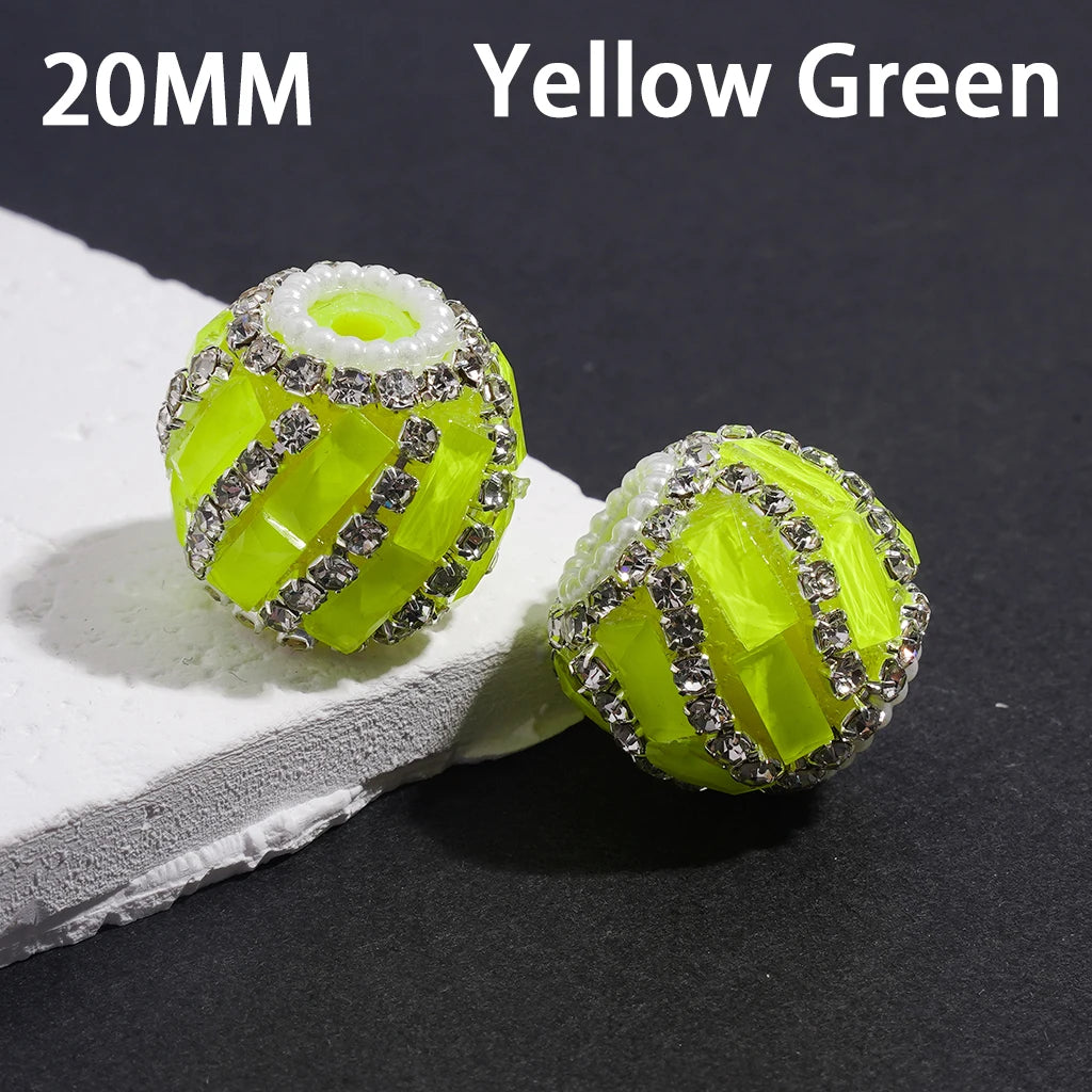 Fluorescent Spiral Rectangular Beads Inlaid Rhinestone and Pearl Chains Loose Craft Beads Wholesale