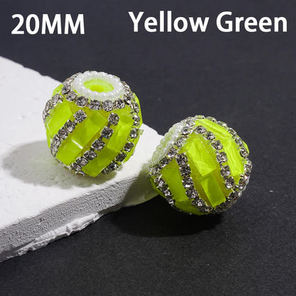 Fluorescent Spiral Rectangular Beads Inlaid Rhinestone and Pearl Chains Loose Craft Beads Wholesale