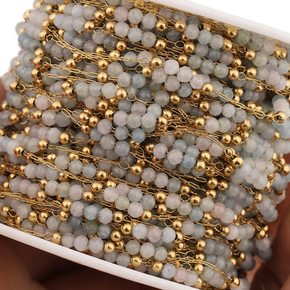 E250 Summer Beach Stainless Steel Jewelry Waterproof Crystal Beads Chains Colored Natural Stone Chains Diy