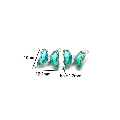 Colorful PendantStainless Steel Gold Plated Double Hole Butterfly Crystal Stone Charm Pendant for Necklace Jewelry Making