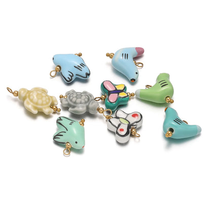 New Design DIY Jewelry Accessories Stainless Steel Ceramic Peace dove Tortoise butterfly Charm Pendant for Jewelry Making