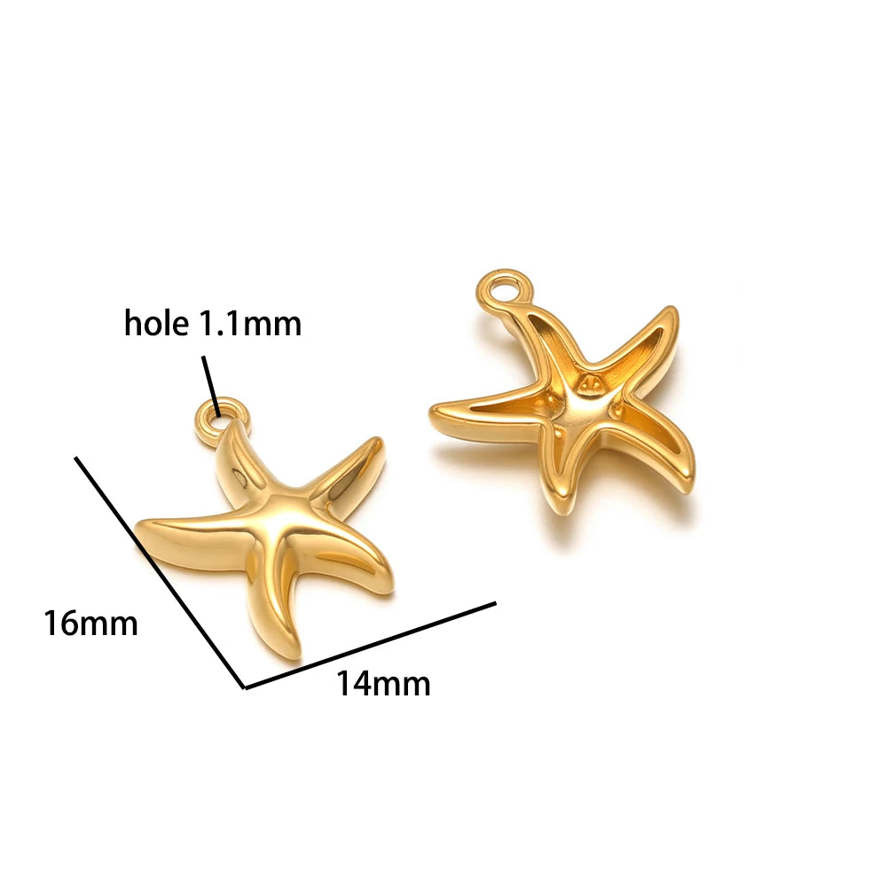 Hot Sale 18k Gold Plated Stainless Steel Enamel Crab Starfish Turtle Octopus Shell Charm Pendant for DIY Necklace Jewelry Making