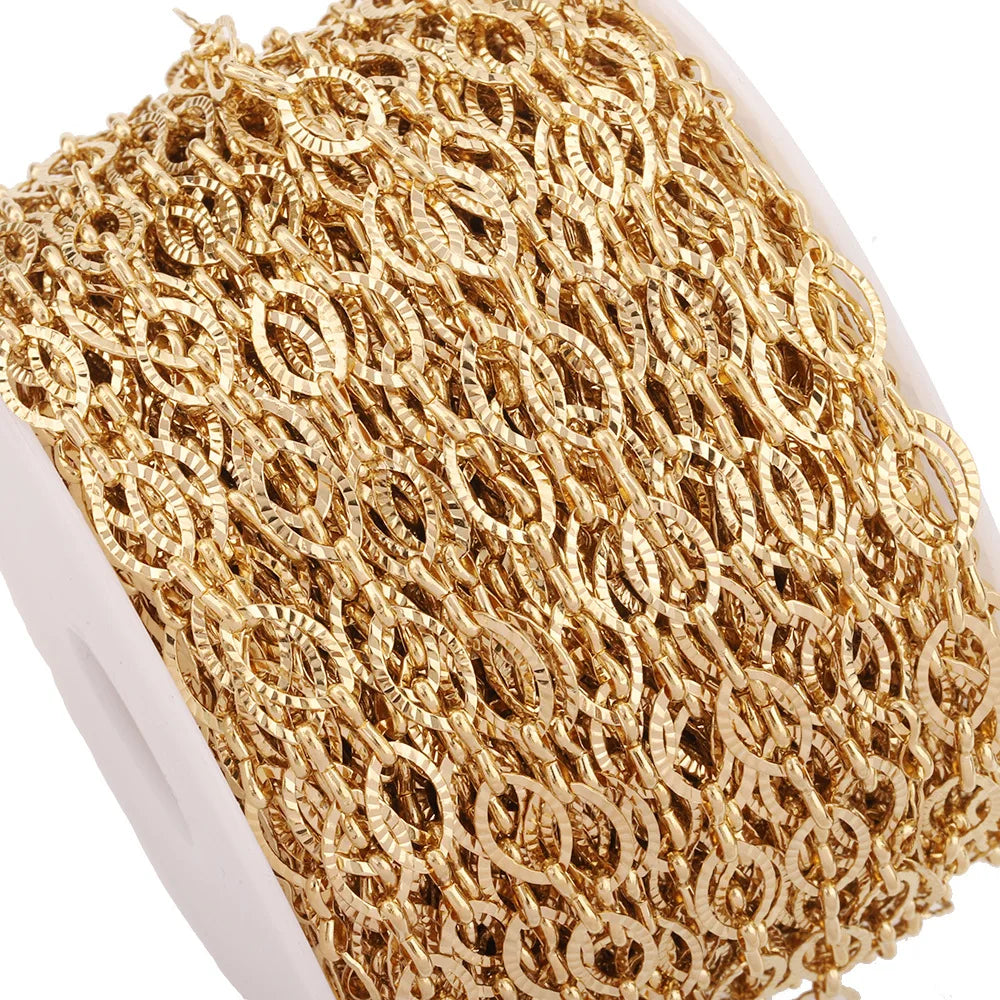 A839 Hot Sale 14K Gold Plated Stainless Steel Chain Jewelry,fashion Hollow Out Gold Chain for Necklace Bracelet Jewelry Making