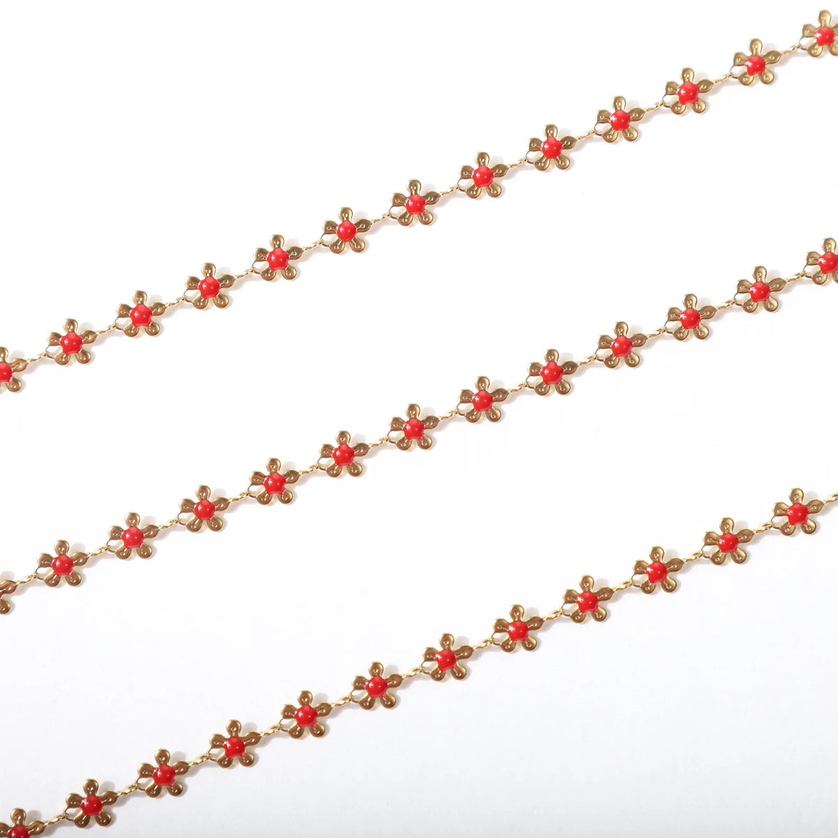 A1918 Colorful Unique Enamel Stainless Steel Chain Flower Rosary Chain for Necklace Bracelet Bulk Chain Diy Findings