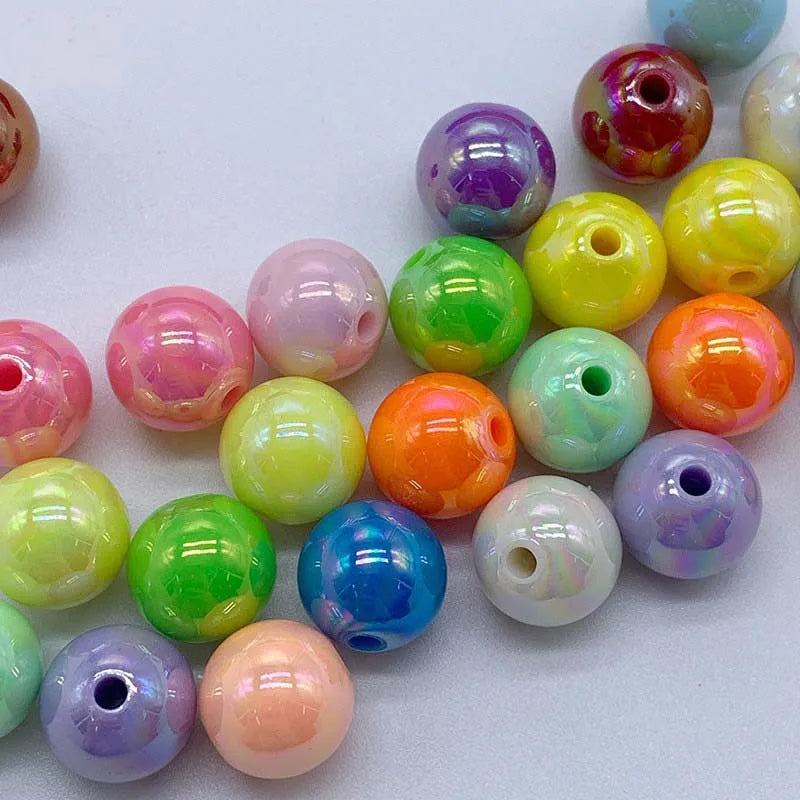Hot Sale 500G/bag Acrylic Beads AB Plating Plastic Round Loose Beads for Mobile Phone Chain Bracelet Jewelry Making