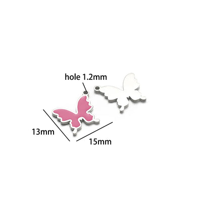Gold Plated Stainless Steel Enamel Star Gift Bag butterfly Heart Charm Pendant for Jewelry Necklace Making Accessories