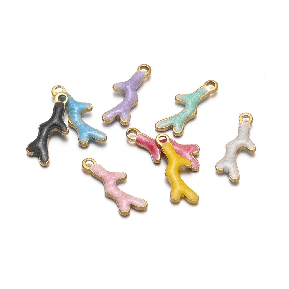 18k Gold Plated Stainless Steel Double-sided Enamel Starfish Charm Pendant for Handmade Necklace Jewelry Making