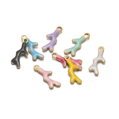 18k Gold Plated Stainless Steel Double-sided Enamel Starfish Charm Pendant for Handmade Necklace Jewelry Making