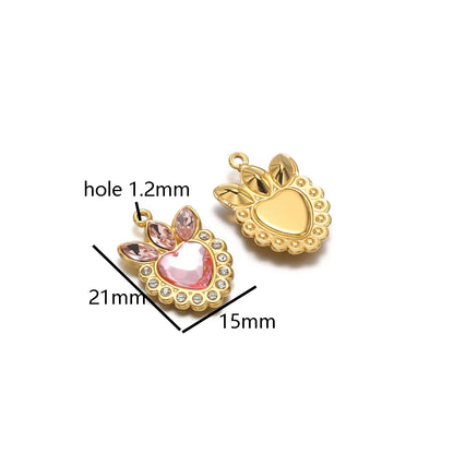 Wholesale Stainless Steel Gold Plated Crown Heart Zircon Charms Pendant for Diy Jewelry Necklace Making Accessories