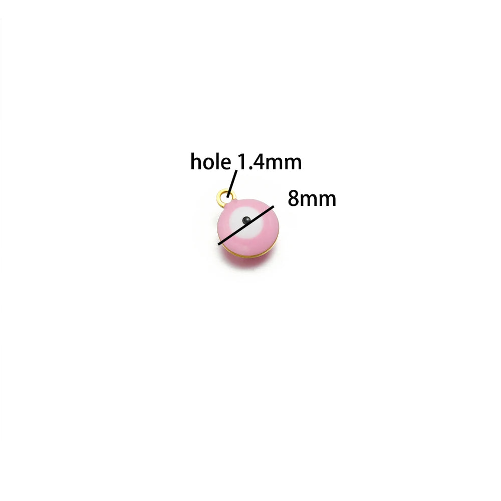 20pcs/bag Hot Sale Stainless Steel 18K Gold Plated Enamel Round Eyes Charm Pendant for DIY Jewelry Necklace Making
