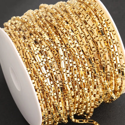 D404 High Quality 18k Gold Plated Figaro 3+1 Necklace Bracelet Chain Bulk Roll Stainless Steel Jewelry Chain Wholesale