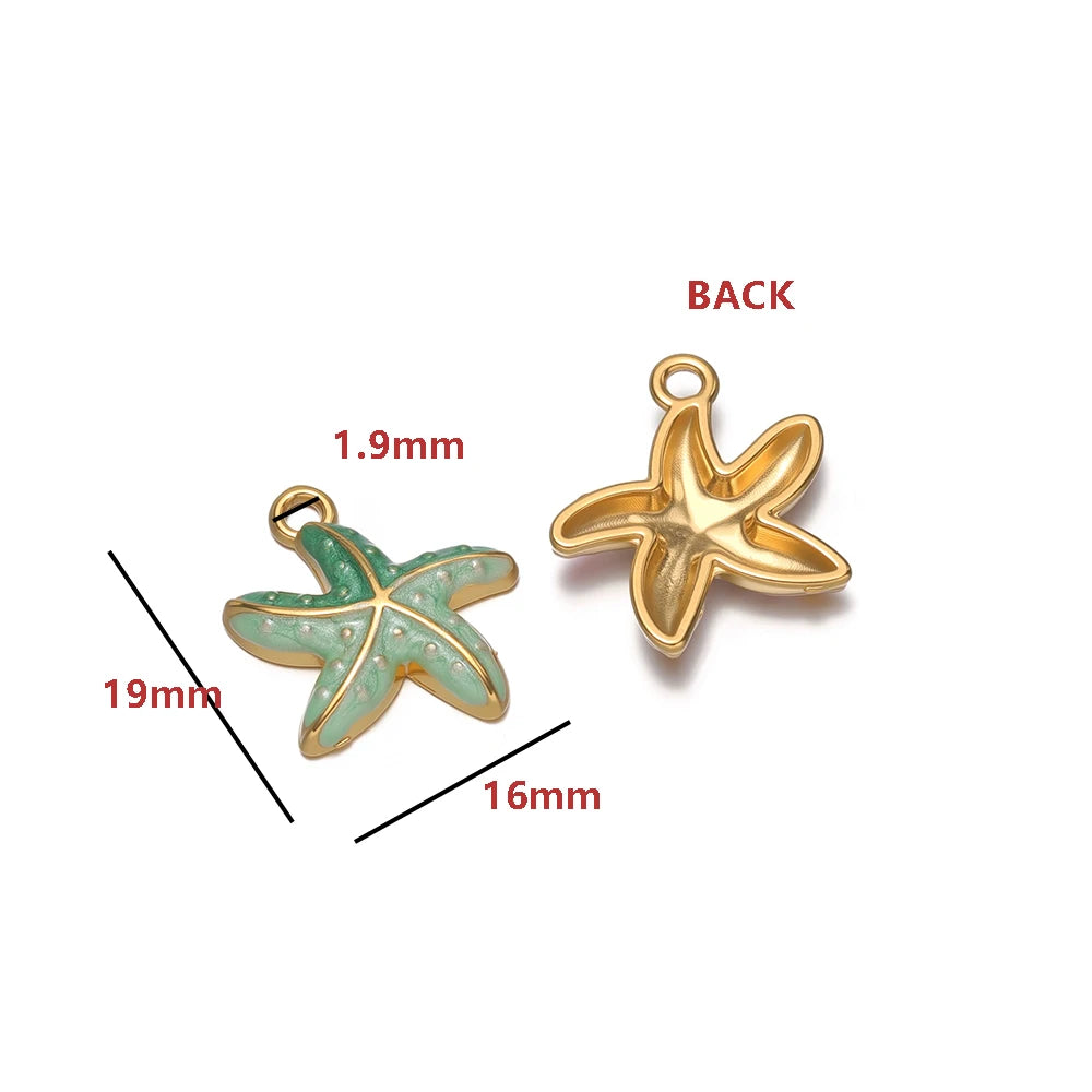 High Quality Jinrou 18K Gold Plated Stainless Steel Enamel Starfish Shape Pendant for Necklace and Earrings Jewelry Making