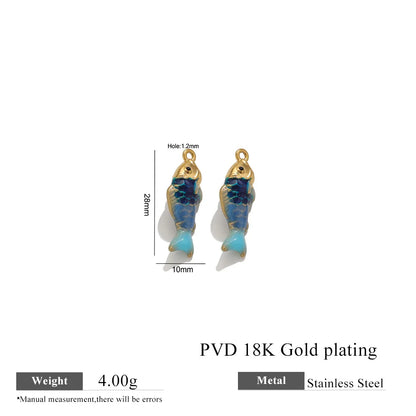 304 Stainless Steel Enamel Small Fish Pendants Multiple Styles Colorful Cartoon-shaped Charms DIY Necklaces