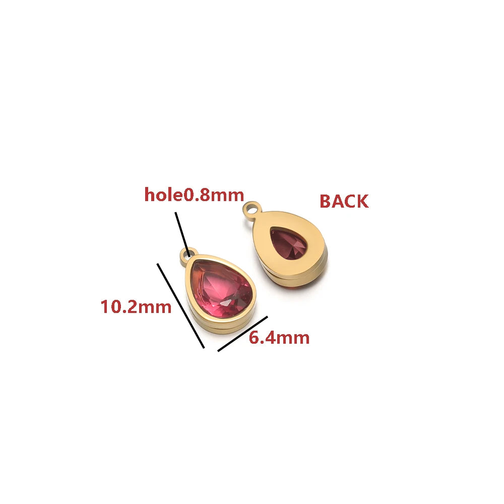 2-in-1 18K Gold Plated Teardrop Stone Setting Pendant with Single-Sided Rhinestone Accents 0.8mm Single-Hole