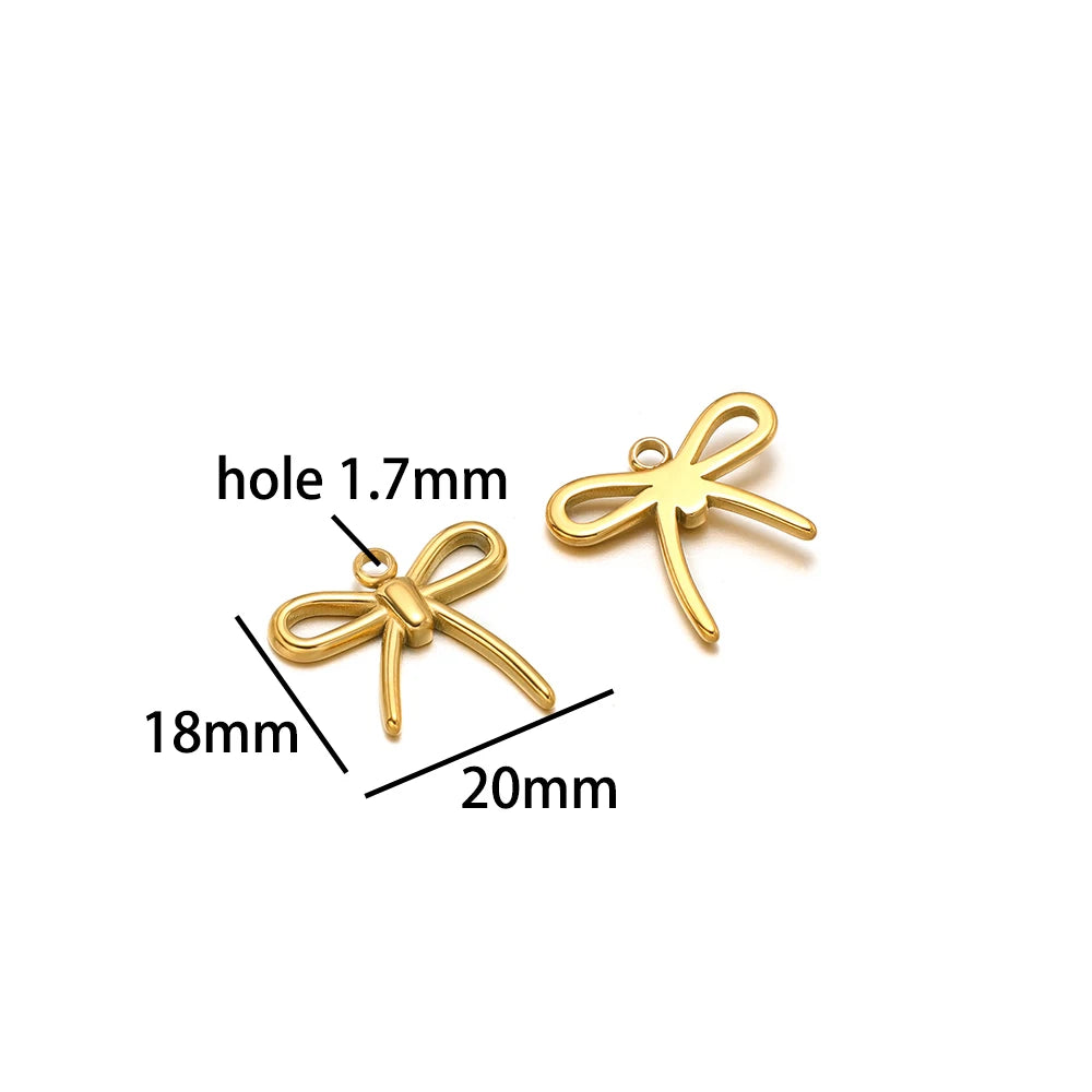 New Handmade DIY Jewelry Accessories 18k Gold Plated Stainless Steel Pearl Bowknot Charm Pendant for Women Jewelry Making