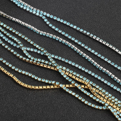 D611 Wholesale Crystal Rhinestones Claw Chain Shiny Tennis Bulk Stainless Steel Chains for Shoes Cloth Jewelry Bag Decoration
