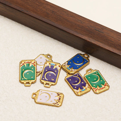 Fashion 18k Gold Plated Stainless Steel Enamel Moon Star Charm Pendant for DIY Handmade Necklace Earrings Jewelry Making